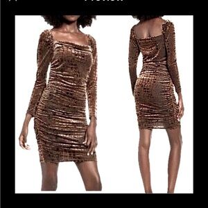 NWT Leith Textured Burnout Velvet Long Sleeve Bodycon Dress 90s Y2K